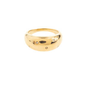 Anillo Dorado con Mini Circonitas de Acero - Elegancia y Brillantez