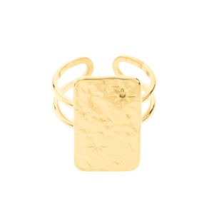 Anillo ajustable de acero bañado en oro de 14k, resistente al agua