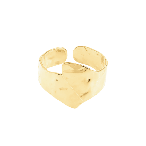 Anillo ajustable de acero bañado en oro de 14k, resistente al agua