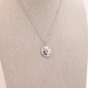Collar de acero bañado en plata con estrella polar grabada, hipoalergénico y resistente al agua.