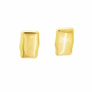 Pendientes rectangulares en acero dorado, resistentes al agua, hipoalergénicos y de diseño versátil para cualquier ocasión.